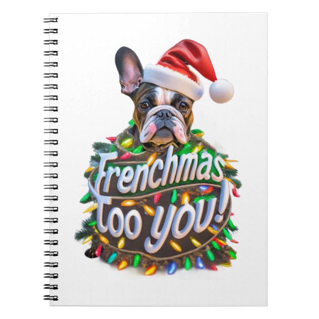 Cuaderno Frenchmas también Bulldoges Navidades de árboles d (Frente)