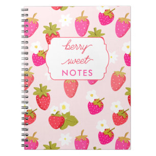 Cuaderno Fresa Dulce Floral Rosa Personalizada