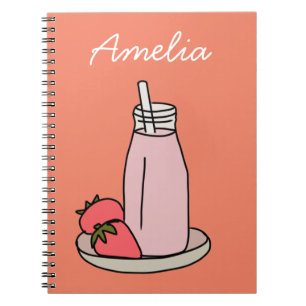 Cuaderno Fresa Milkshake retro rosa