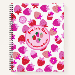 Cuaderno fresa rosa campo de verano panadería naturaleza fr