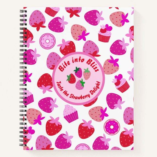 Cuaderno fresa rosa campo de verano panadería naturaleza fr (Anverso)