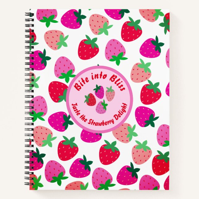 Cuaderno fresa rosa campo de verano panadería naturaleza fr (Anverso)