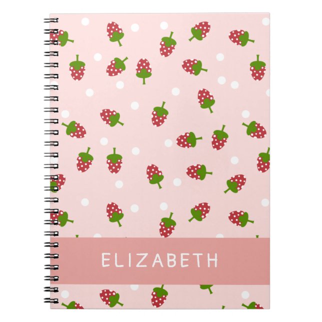 Cuaderno Fresa rosa Kawaii Pastel estético (Frente)