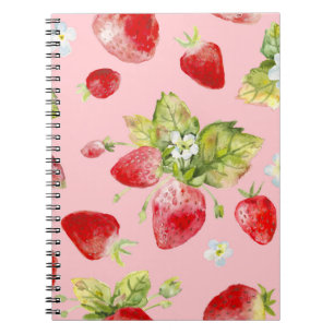 Cuaderno Fresas acuáticas, sin costuras, con un patrón frut