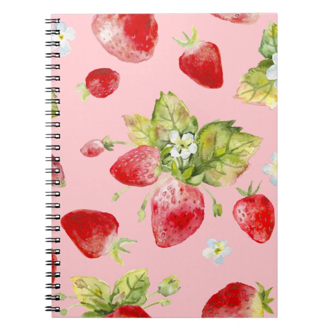 Cuaderno Fresas acuáticas, sin costuras, con un patrón frut (Frente)