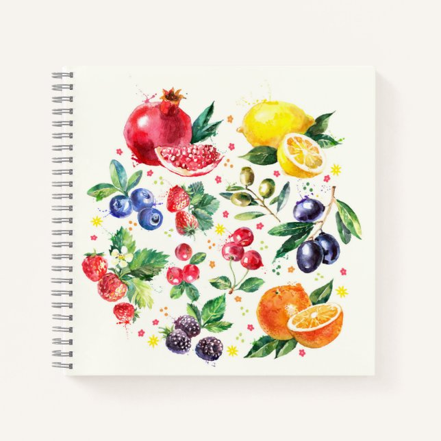 Cuaderno Fresas acuáticas y frutas (Anverso)