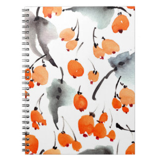 Cuaderno Fresas acuáticas y hojas patrón de ilustracion