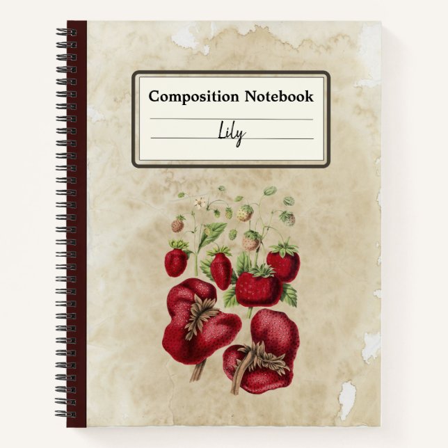 Cuaderno Fresas antiguas en una composición de papel antigu (Anverso)