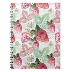 Cuaderno Fresas, bayas, rojas, frescas, maduras, dulces,