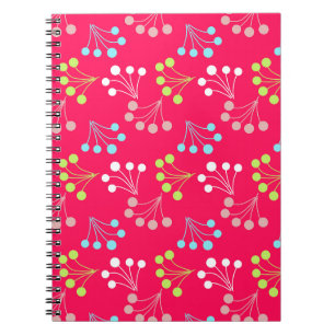 Cuaderno Fresas de color sólido patrón simple retro sesenta