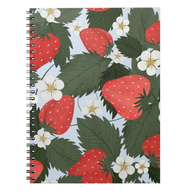 Cuaderno Fresas: diseño de patrones de frutas de verano. (Frente)