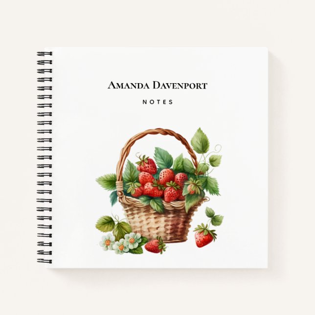 Cuaderno Fresas frescas en una canasta de mimbre (Anverso)