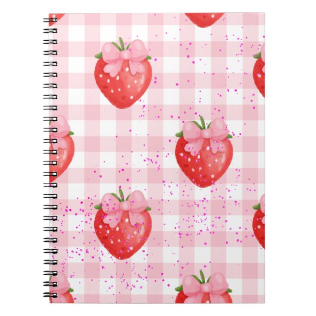 Cuaderno fresas lazos rojos y rosados (Frente)