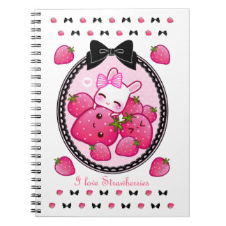 Cuaderno Fresas lindas del conejito y del kawaii