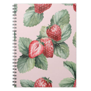 Cuaderno Fresas maduras para el verano: rosa acuarela