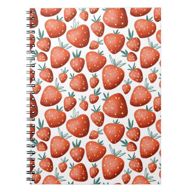 Cuaderno Fresas Rojas Fondo Blanco Sin Costuras (Frente)