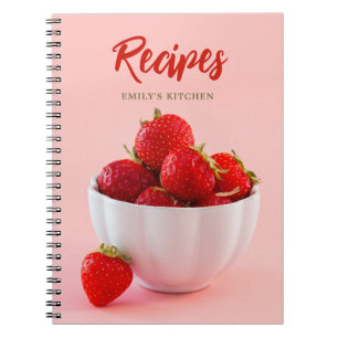 Cuaderno Fresas Rojas Frescas Sobre Recetas de Fotos Rosada