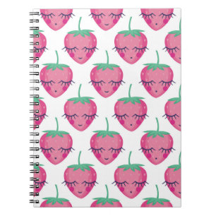 Cuaderno Fresas sonrientes para dormir, lindo patrón.