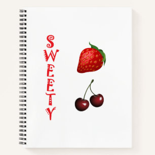 Cuaderno Fresas suaves rojas y frutos coloridos de cerezo