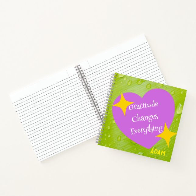 Cuaderno Frescas gotas de lluvia y morado corazón Gratitud (Interior)