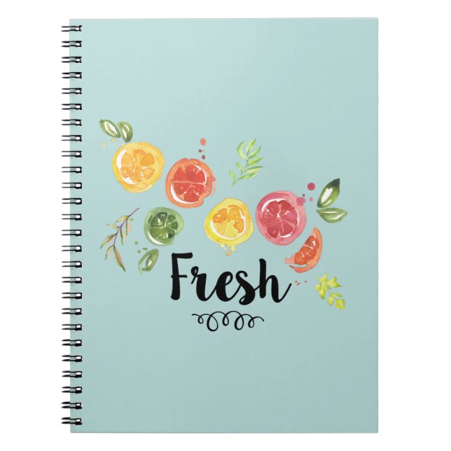Cuaderno Fresco - Frutas cítricas en acuarela (Frente)