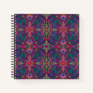 Cuaderno Fresco Patrón Ondulado Verde, Naranja y Purpura Tr