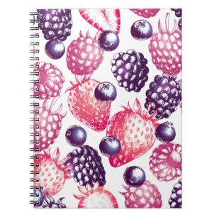Cuaderno Frescos Berries: Colorido Fondo Vintage.