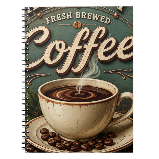Cuaderno Fresh Brewed Coffee Rustic Farmhouse (Frente)