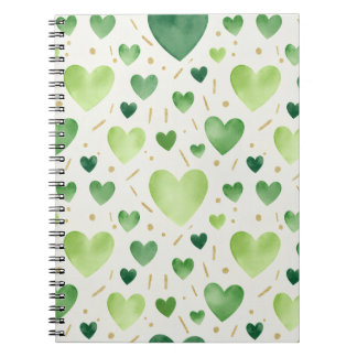 Cuaderno Fresh Green Watercolor Hearts