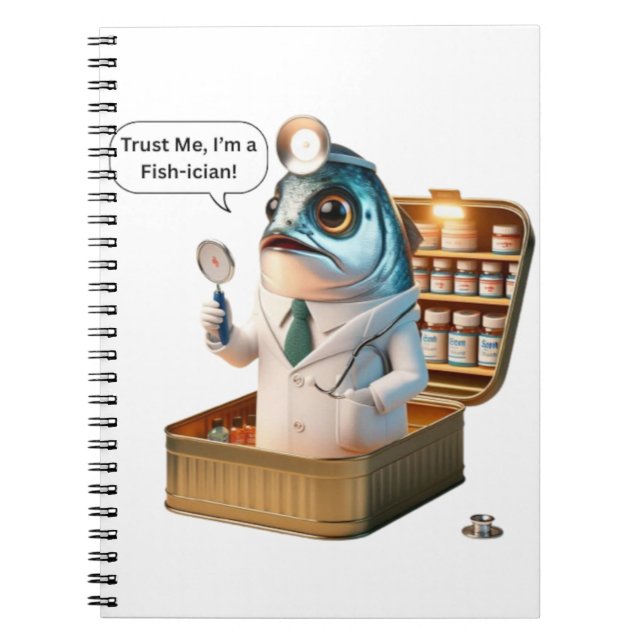 Cuaderno  Fresh Sardine Doctor Fish-ician Cartoon Art (Frente)