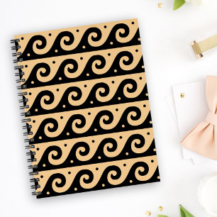 Cuaderno Fret griego, patrón de onda mediterránea, marrón
