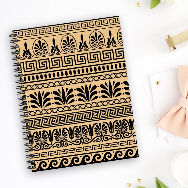 Cuaderno Fret griego, patrón mediterráneo, marrón (Subido por el creador)