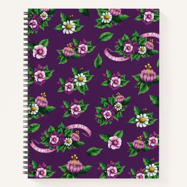 Cuaderno Frida Kahlo | Patrón de Bouquet floral de Purlpe (Anverso)