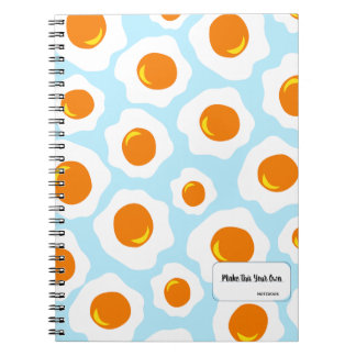 Cuaderno Fried Egg Pattern on Blue Background Notebook