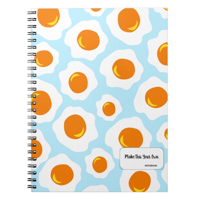 Cuaderno Fried Egg Pattern on Blue Background Notebook (Frente)