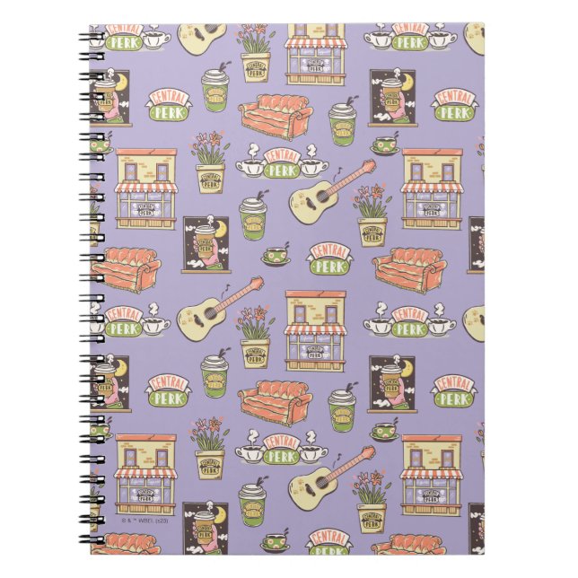 Cuaderno FRIENDS™ | Patrón de icono púrpura (Frente)