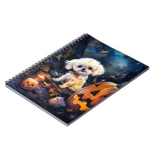 Cuaderno Frisa de Bichon de Halloween con calabazas asustad