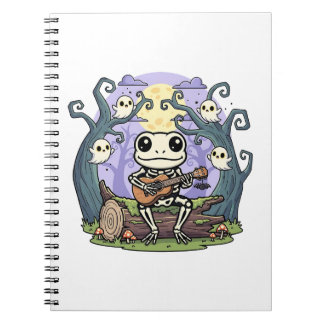Cuaderno Frog Skeleton Playing Ukulele with Ghosts
