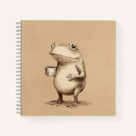 Cuaderno Frog with Coffee – Whimsical Vintage Animal