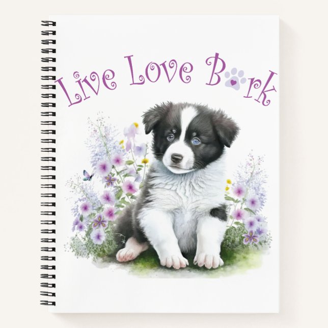 Cuaderno Frontera Collie Dog Mom Floral (Anverso)