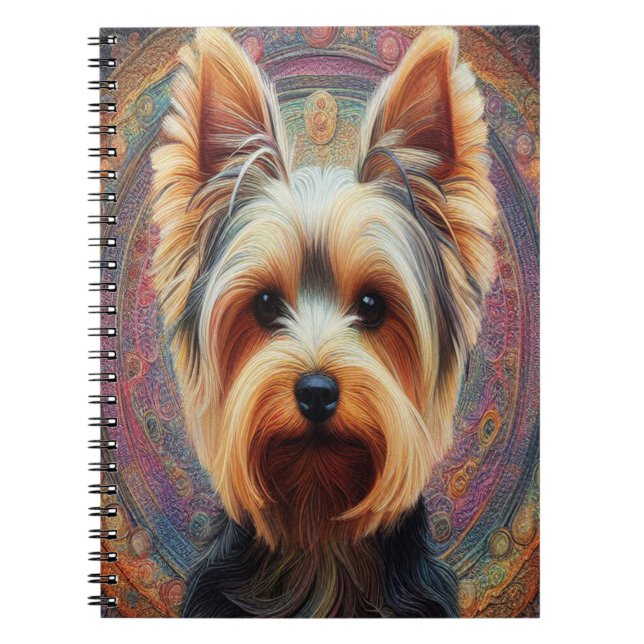 Cuaderno Frontera colorida de perro de Yorkshire (Frente)