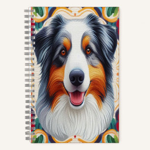 Cuaderno Frontera colorida floral de perro pastor australia
