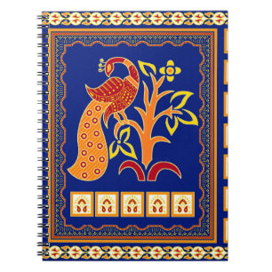 Cuaderno Frontera india tradicional sin mar con pavo real