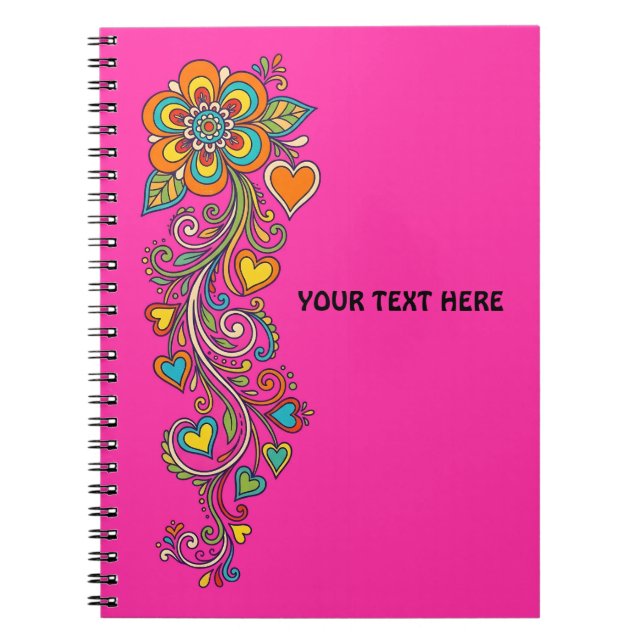 Cuaderno Fronteras de zarcillos de poder floral retro 18 +  (Frente)