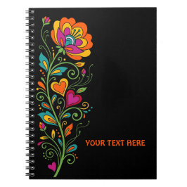Cuaderno Fronteras de zarcillos retro Flower Power 19 + tu 