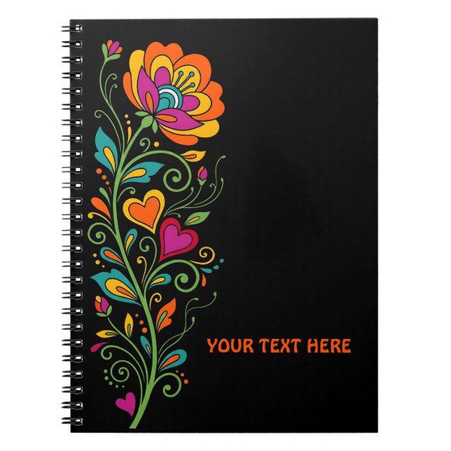Cuaderno Fronteras de zarcillos retro Flower Power 19 + tu  (Frente)