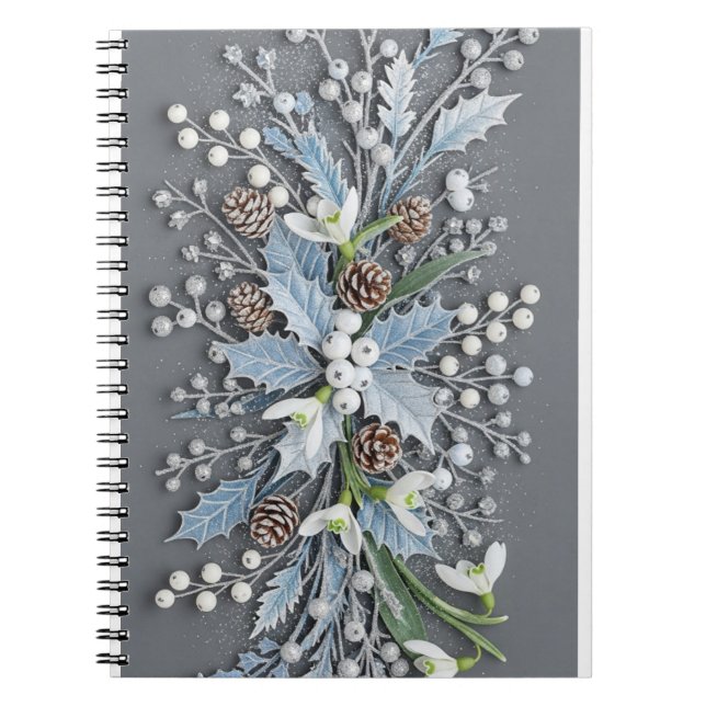 Cuaderno Frosted Winter Snowdrop Floral Arrangement (Frente)