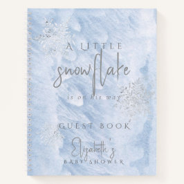 Cuaderno Frozen Snowflake Blue Baby Shower Guest Book