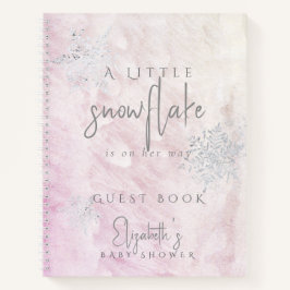 Cuaderno Frozen Snowflake Pink Baby Shower Guest Book