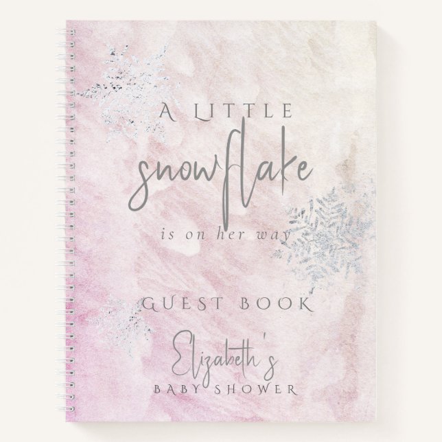 Cuaderno Frozen Snowflake Pink Baby Shower Guest Book (Anverso)